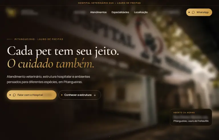Site de hospital veterinário 24h