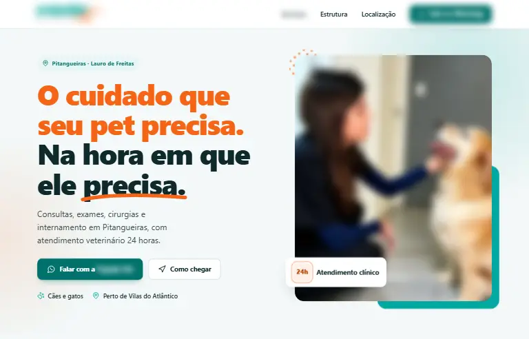 Site de clínica veterinária 24h